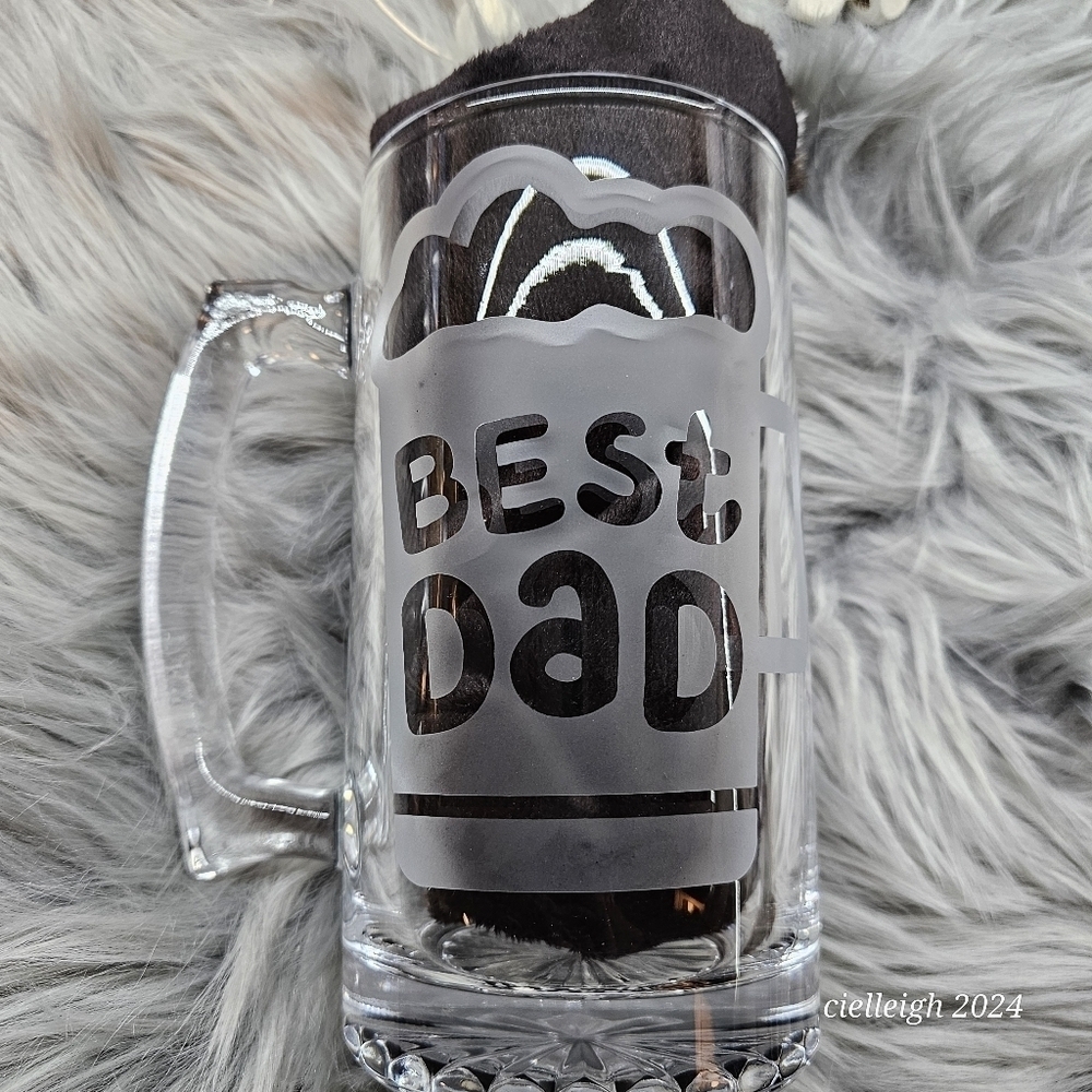 "Best Dad" Etched beer mug
